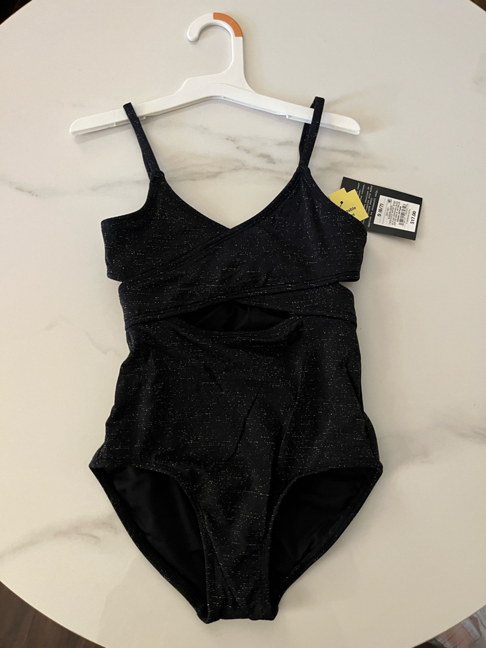 art class Black Sparkle One-Piece Swimsuit for Kids